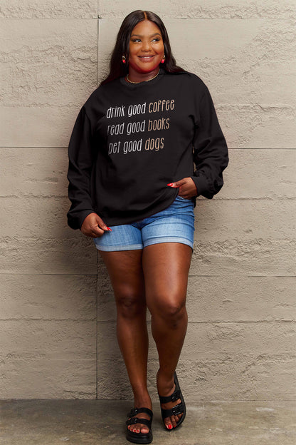 Simply Love Full Size Letter Graphic Round Neck Sweatshirt